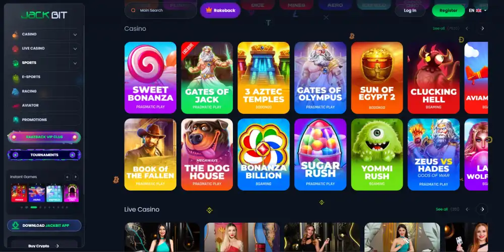 Jackbit casino games