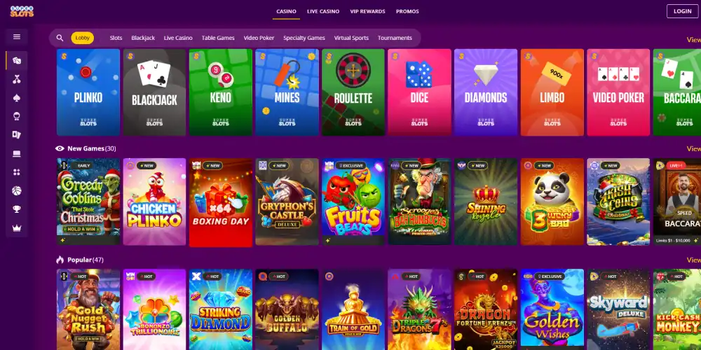Super Slots casino games